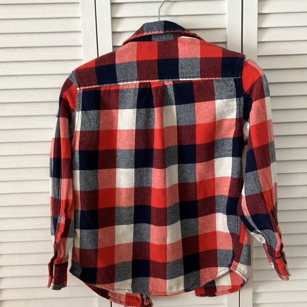 Faded Glory red white and blue flannel shirt size large 10/12‎ - Picture 3 of 4